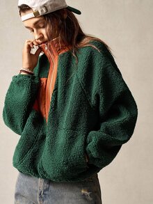 Bohemela Women's Autumn/Winter Casual Colorblock Patchwork Sweatshirt - Green - View 6