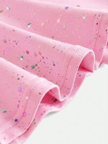 SHEIN 2pcs Young Girls' Activewear Set - Elastic Starry Print Skirt, Casual Princess Athletic Cowgirl, Yoga, Summer, Gym, Gymnastics Rainbow 7th Birthday - Multicolor - View 6