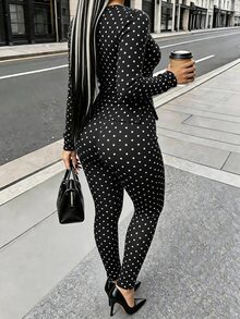 Rovax 女款法式波點印花長袖上衣與長褲兩件套 - 彩色 - 查看 4