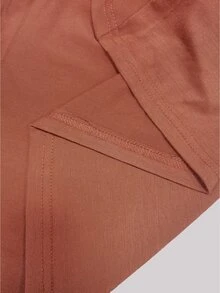 EMERY ROSE Summer Casual Solid Color Batwing Twist Asymmetric Hem T-Shirt - Brown - View 6