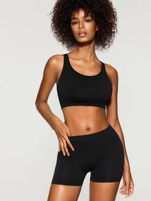 SHAPORA Women's Popular Fashion Comfortable Minimalist Solid Color High Cost-Performance High Quality Seamless Bra & Panty Set 2pcs - Black - View 3