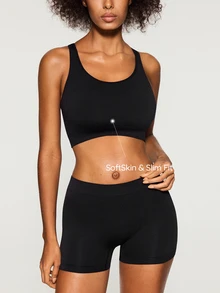 SHAPORA Women's Popular Fashion Comfortable Minimalist Solid Color High Cost-Performance High Quality Seamless Bra & Panty Set 2pcs - Black - View 2