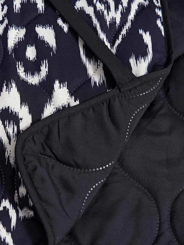 Bohemela Rompi Katun Empuk Wanita Nyaman dengan Motif Kontras Warna dan Tali Pengikat - Hitam dan Putih - View 8