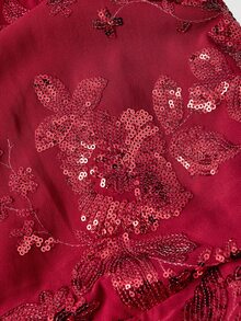 SHEIN MOD 女款性感辣妹亮片抓褶掛脖綁帶洋裝 - 酒紅色 - 查看 8