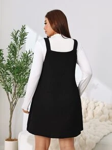 Solflare Plus Size Minimalist Frill Trim Top And Button Dress 2 Pieces Set - Multicolor - View 2