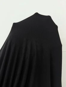 Solflare Plus Size Front Knot Ruched V-Neck Elegant T-Shirt - Black - View 7