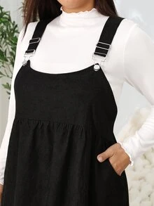 Solflare Plus Size Vacation Casual Elegant Pleated Button Dress Fall Club Formal Black Winter - Black - View 8