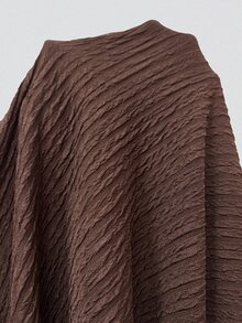 Solflare Plus Size Casual Elegant Textured Waist-Cinching Long Sleeve Dress Fall Thanksgiving Brunch Birthday Party Brown - Brown - View 9