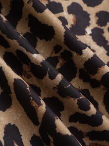Balvessa Women's New Casual Commute Leopard Print Long Sleeve Blouse With Frill Trim - Brown - View 6