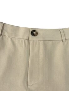 Calvornis 男士商務休閒純色雙排扣西裝外套與長褲套裝，正式感，老錢風 - 卡其色 - 查看 6