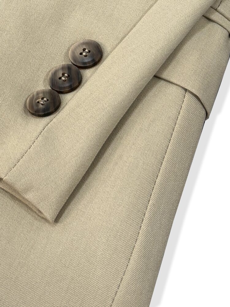 Manfinity Mode Men's Business Casual Solid Color Double-Button Suit Blazer And Pants Set, Formal, Old Money - Khaki - View 7