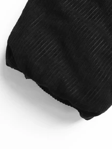 SHEIN 青少年女孩收腰時尚校園風百搭休閒毛絨長袖加厚外套，適合秋冬穿著 - 黑色 - 查看 3