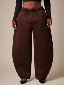 Radiana Celana Jogging Longgar Kasual Musim Panas Ukuran Plus, Modis, Serbaguna, Warna Cokelat Tua dengan Potongan Kaki Melengkung, Cocok untuk Perjalanan, Formal, dan Liburan - Coklat - View 6