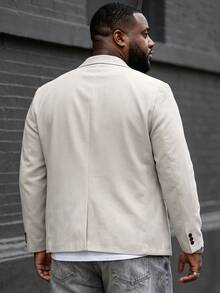 Ethos Form Men Plus Size Single-Breasted Business Casual Blazer , Beige , Formal, Ceremony - Apricot - View 2