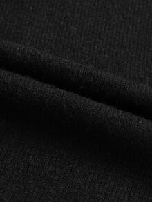 Manfinity CasualKnits Men's Autumn/Winter Long Sleeve Pullover Sweater With Turn-Down Collar, Half-Open Chest Button Rope Design, Fitted Knit Quarter-Zip Pullover - Black - View 7
