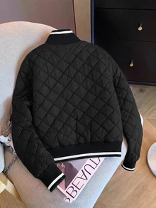 SHEIN Clasi Mantel Berbantalan Lengan Panjang dengan Lapisan Termal dan Kantong Hangat - Hitam - View 2