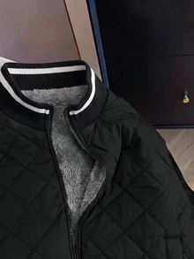 SHEIN Clasi Mantel Berbantalan Lengan Panjang dengan Lapisan Termal dan Kantong Hangat - Hitam - View 3
