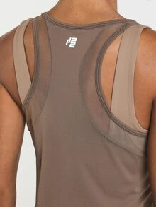 11SKNDS Racerback Sports Tank Top, Scoop Neck, Relaxed Fit With Sweat-Wicking, Stretchy, Breathable, Quick-Dry & Buttery-Soft, For Gym Fitness Yoga Pilates Studio Summer, Running, Training & Hy-Rox - Brown - View 4