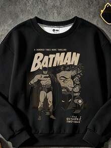 BATMAN X SHEIN 小男孩卡通圖案印花圓領長袖運動衫街頭風 - 彩色 - 查看 3
