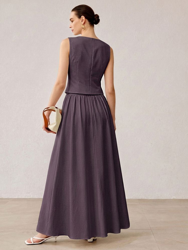 MOTF PREMIUM WOMEN'S ELEGANT MINIMALIST A-LINE SKIRT - Purple - View 2