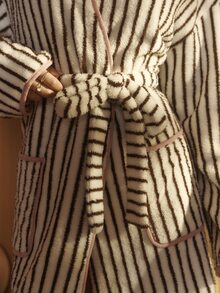 Aralina Sleepwear Women's Fluffy Fabric Contrast Bind Detail Soft Comfort Casual Home Fall Winter Robe - Coffee Brown - View 9