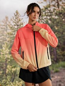 Exploreva Exploreva Women's Spring Autumn Gradient Color Long Sleeve Outdoor Jacket - Baby Pink - View 4