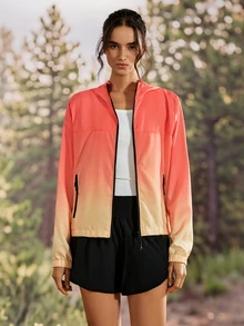 Exploreva Exploreva Women's Spring Autumn Gradient Color Long Sleeve Outdoor Jacket - Baby Pink - View 3