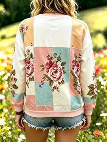 Breezaya 女款新款花卉刺繡印花長袖休閒圓領T恤 秋季 - 彩色 - 查看 2