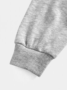 SHEIN Tween Girls Tween Girl Grey Pullover Sweatshirt With Ruched Waist, Loose Casual Versatile Style, Fleece Lined, Suitable For Back To School Season, Autumn New Arrival - Light Grey - View 7
