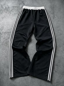 Manfinity EMRG 男士抽繩腰拼色休閒日常穿著運動長褲 - 黑色 - 查看 6