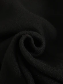 SHEIN Girlism 青少年女孩秋季黑色返校風拼接色可愛蝴蝶結織帶抓絨連帽衛衣冬季運動衫 - 黑色 - 查看 6