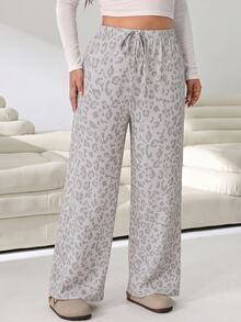 Solflare Plus Size Women Drawstring Waist Leopard Print Casual Daily Sweatpants - Multicolor - View 4
