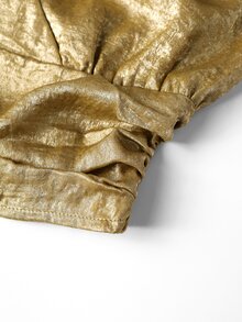 SHEIN Rosurelle 女士纯色金属褶皱腰部吊带背心 - 金色 - 查看 5