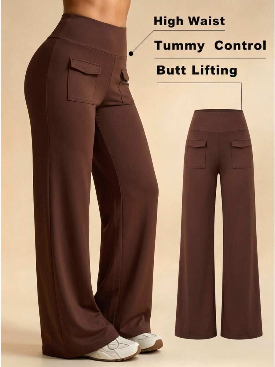 Easithlete Easithlete 2026 New Comfortable 4-Way Stretch Plus Size Women's Sports Leggings Long Pants Workout Gym Brown Summer Alternative Kawaii - Multicolor - View 1