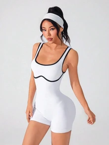 Velisys Velisys 女款細肩帶露背蜜桃臀皮拉提斯健身連身衣，空中瑜伽連身衣，新款 - 彩色 - 查看 7