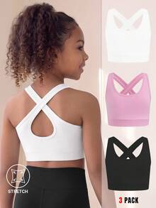 SHEIN A Versatile Cowgirl Three Pieces Tank Top Collection For Young Girls, Each Designed With A Fashionable White Baby Pink Summer - Multicolor - View 1