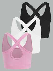 SHEIN A Versatile Cowgirl Three Pieces Tank Top Collection For Young Girls, Each Designed With A Fashionable White Baby Pink Summer - Multicolor - View 4