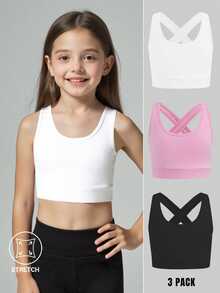 SHEIN A Versatile Cowgirl Three Pieces Tank Top Collection For Young Girls, Each Designed With A Fashionable White Baby Pink Summer - Multicolor - View 2