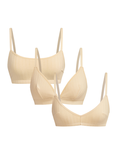 Ocili 3pcs/Set Pure Cotton Comfortable Women's Bra
