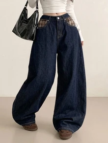 DAZY Women's Casual Loose Washed Denim Jeans - Blue - View 3
