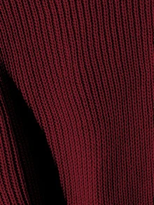 Solid Color Casual Lazy Pullover Sweater Girl Round Neck Autumn/Winter New Loose Fit Versatile Knit Top Short - Burgundy - View 4