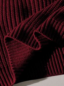 Solid Color Casual Lazy Pullover Sweater Girl Round Neck Autumn/Winter New Loose Fit Versatile Knit Top Short - Burgundy - View 7