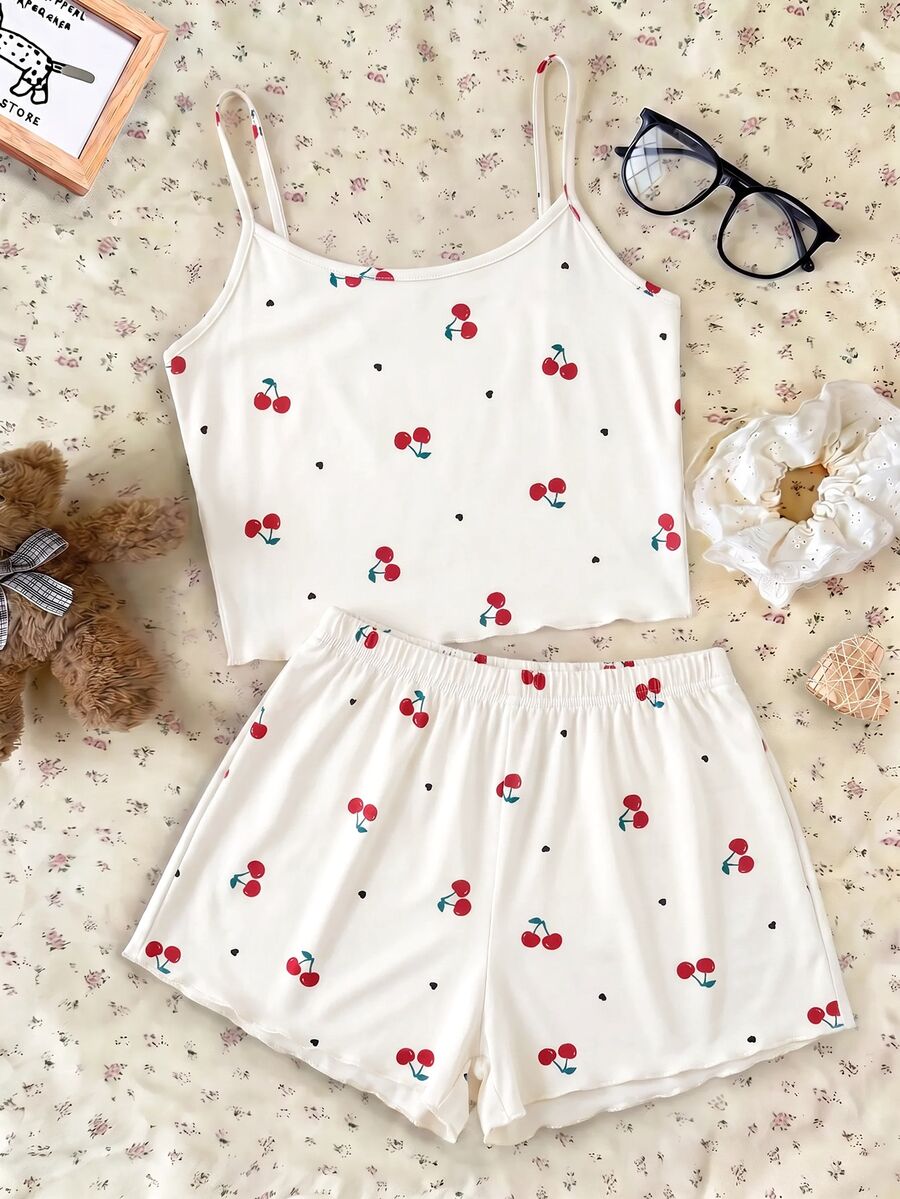 SHEIN Tween Girl 3pcs Polka Kids Dot & Cartoon Graphic PJ Set - Multicolor - View 1