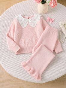 SHEIN Young Girls Sweater Co-Ords - Pink - View 4