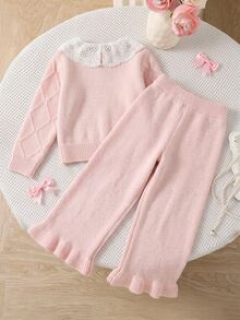 SHEIN Young Girls Sweater Co-Ords - Pink - View 2