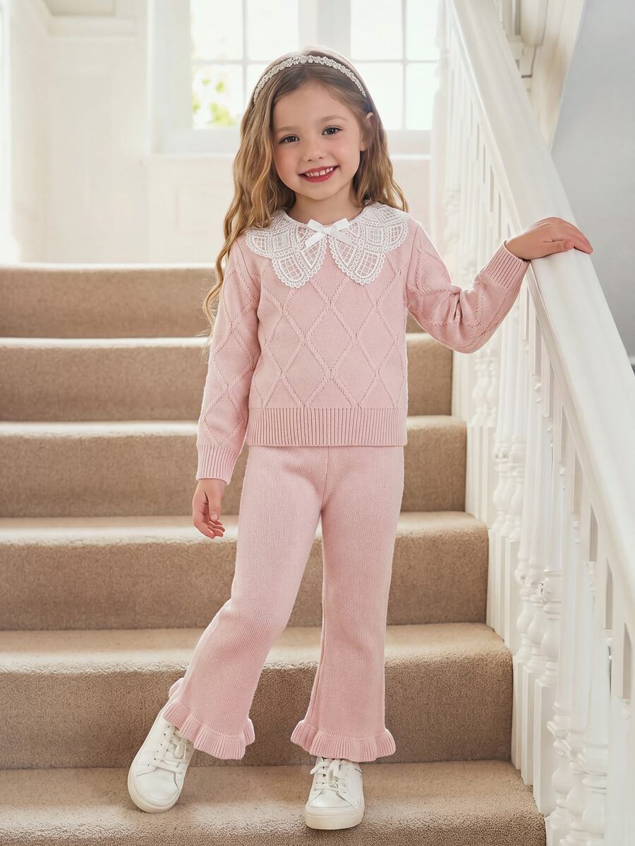 SHEIN Young Girls Sweater Co-Ords - Pink - View 1
