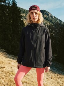 WanderVale Women's Casual Zipper Long Sleeve Outdoor Hooded Windbreaker Jacket - Black - View 3