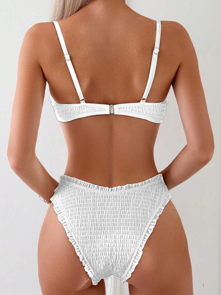 Oceva Women's Bikini Two-Piece Swimwear Set With Underwire, Vacation Beach Swimwear - White - View 2