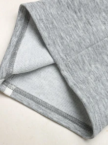 SHEIN 青少年女孩休閒白色貼條淺灰色簡約寬腿運動長褲，返校季 - 灰色 - 查看 7