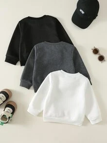 SHEIN 3pcs/Set Baju Sweatshirt Lengan Panjang Kasual Serbaguna Gaya Jalanan Musim Gugur/Dingin untuk Bayi Laki-laki, Paket Multi Sweatshirt Balap, Sweatshirt Serbaguna, Sweatshirt Balita, Sweatshirt Lucu (Sweatshirt dan Celana Dijual Terpisah) - MultiWarna - View 2